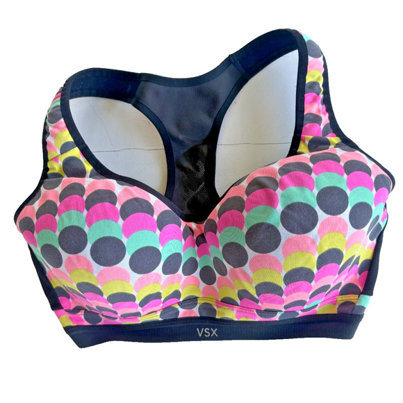Victoria’s Secret VSX Dots Sports Bra Size 36D Racerback Exercise Yoga Workout - Picture 1 of 4